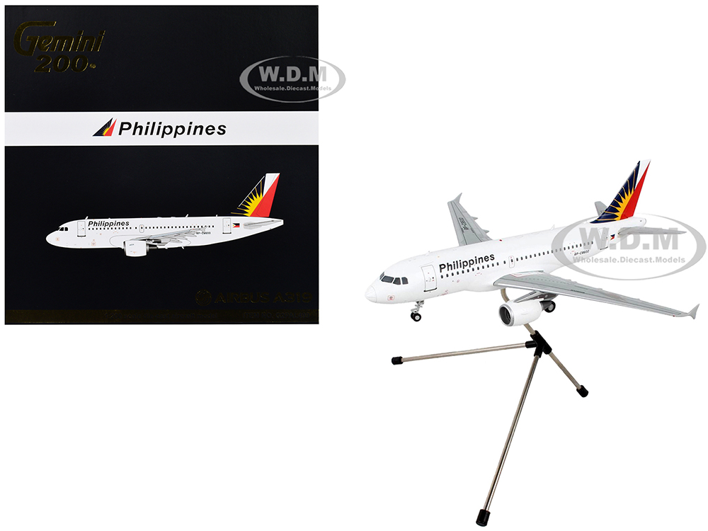 Image of Airbus A319 Commercial Aircraft "Philippine Airlines" White with Tail Graphics "Gemini 200" Series 1/200 Diecast Model Airplane by GeminiJets