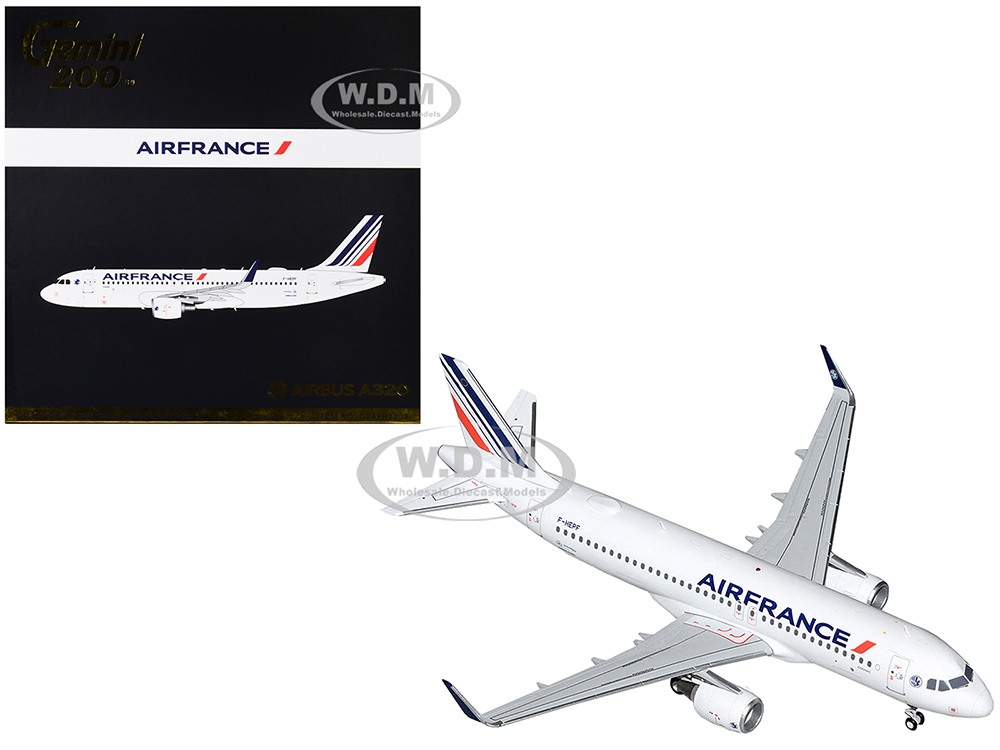 Image of Airbus A320 Commercial Aircraft "Air France" White with Tail Stripes "Gemini 200" Series 1/200 Diecast Model Airplane by GeminiJets