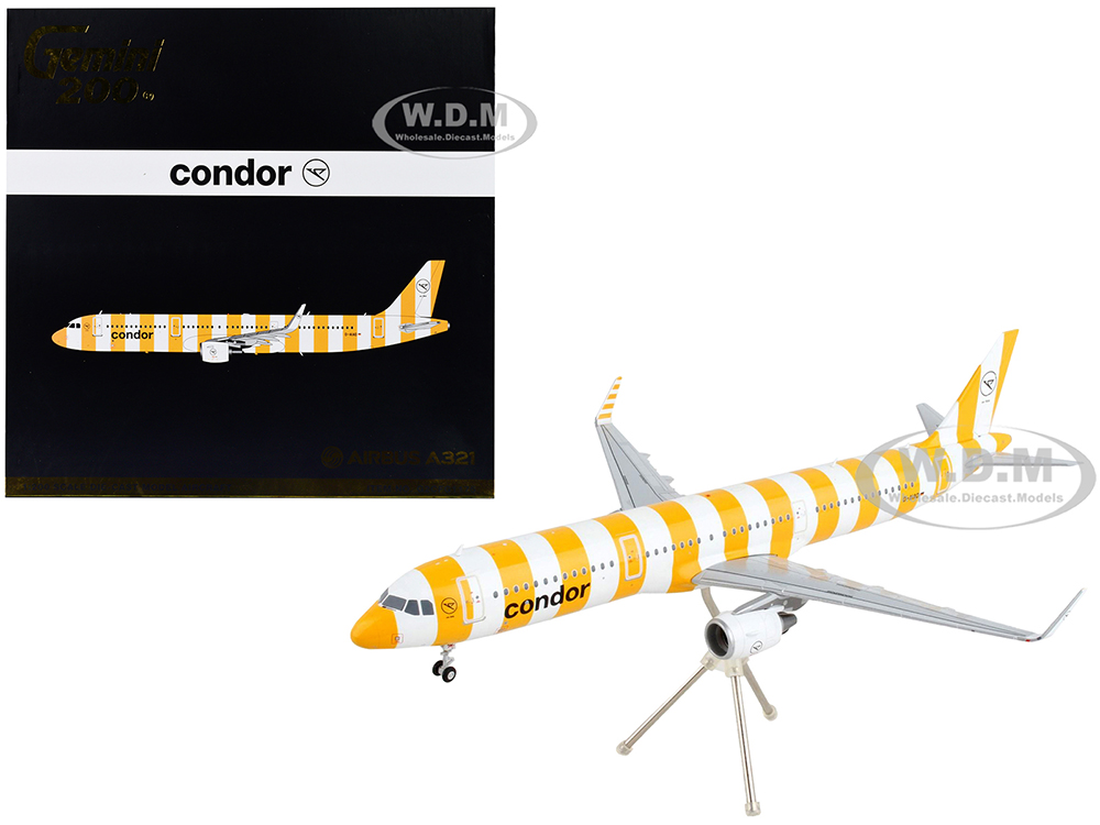 Image of Airbus A321 Commercial Aircraft "Condor Airlines" White and Orange Striped "Gemini 200" Series 1/200 Diecast Model Airplane by GeminiJets