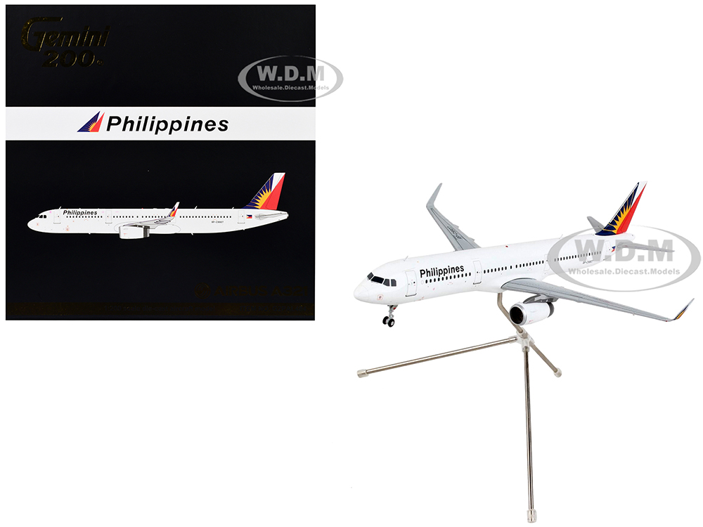 Image of Airbus A321 Commercial Aircraft "Philippine Airlines" White with Tail Graphics "Gemini 200" Series 1/200 Diecast Model Airplane by GeminiJets