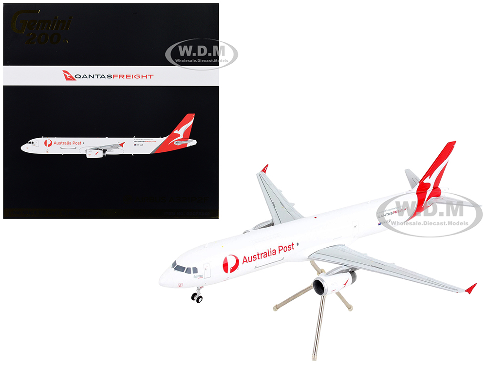 Image of Airbus A321P2F Commercial Aircraft "Qantas Freight - Australia Post" White with Red Tail "Gemini 200" Series 1/200 Diecast Model Airplane by GeminiJe
