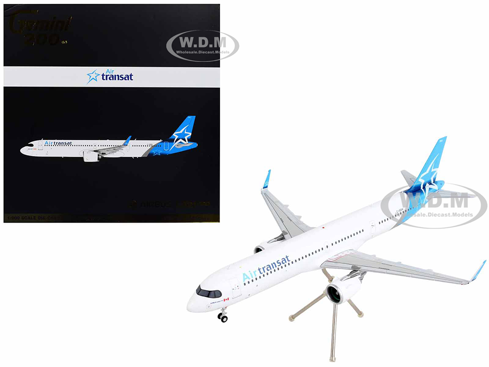 Image of Airbus A321neo Commercial Aircraft "Air Transat" White with Blue Tail "Gemini 200" Series 1/200 Diecast Model Airplane by GeminiJets