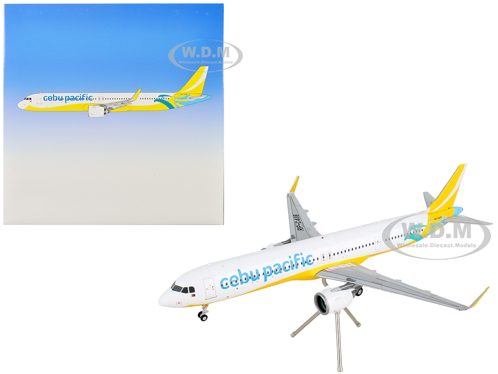 Image of Airbus A321neo Commercial Aircraft "Cebu Pacific" White and Yellow "Gemini 200" Series 1/200 Diecast Model Airplane by GeminiJets