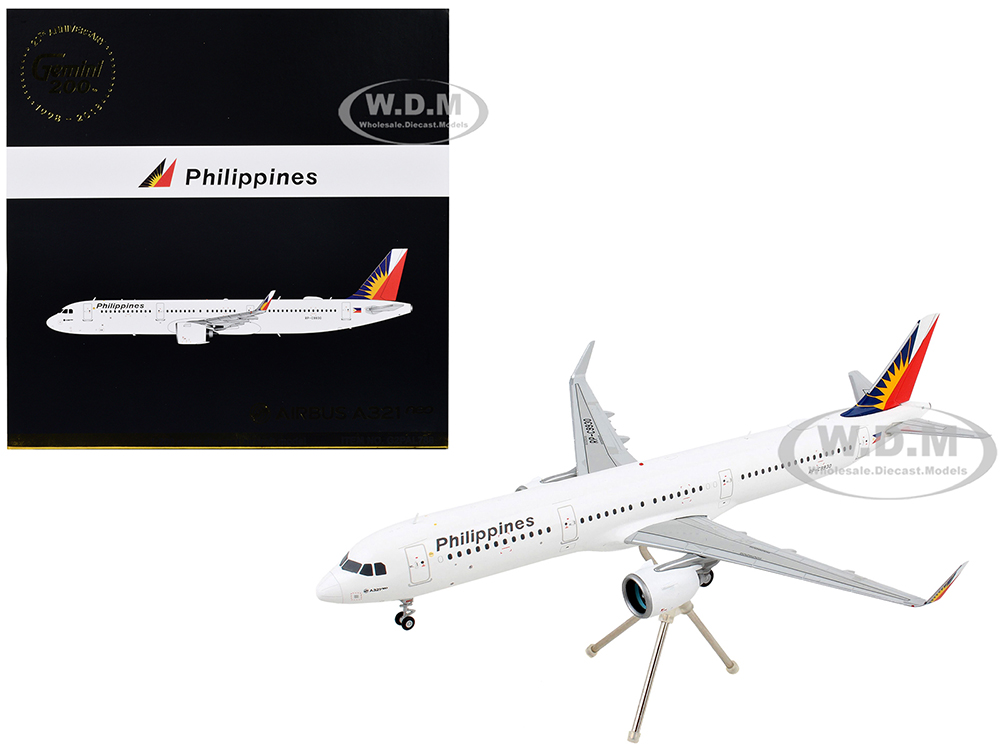 Image of Airbus A321neo Commercial Aircraft "Philippine Airlines" White with Tail Graphics "Gemini 200" Series 1/200 Diecast Model Airplane by GeminiJets