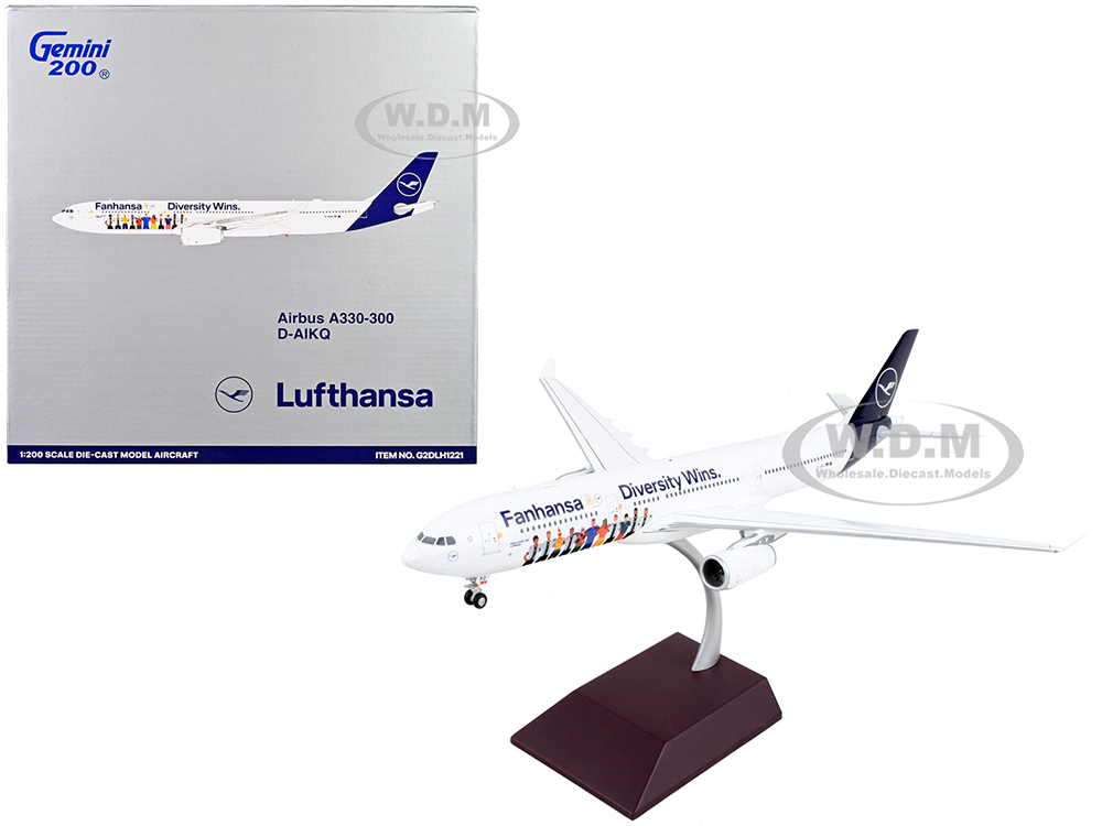 Image of Airbus A330-300 Commercial Aircraft "Lufthansa - Diversity Wins" White with Blue Tail "Gemini 200" Series 1/200 Diecast Model Airplane by GeminiJets