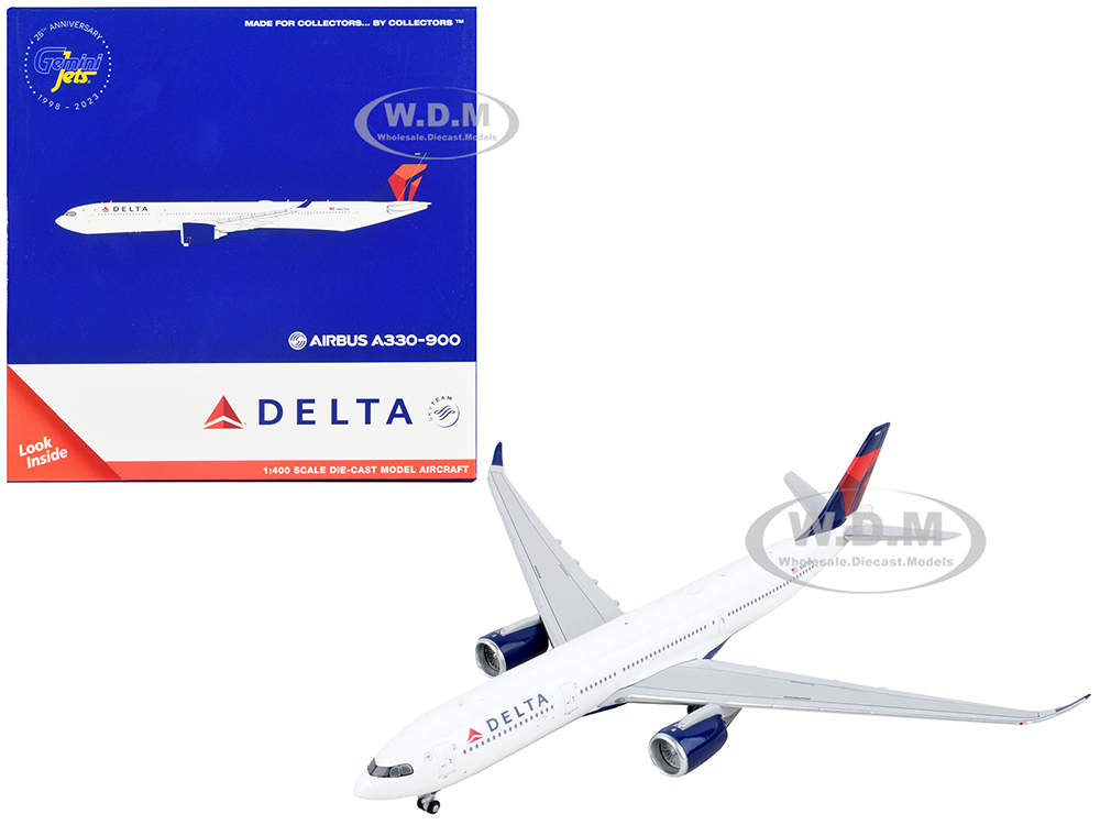 Image of Airbus A330-900 Commercial Aircraft "Delta Air Lines" White with Blue Tail 1/400 Diecast Model Airplane by GeminiJets