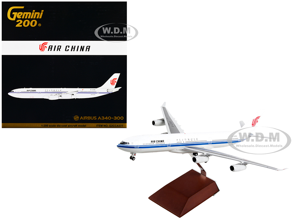 Image of Airbus A340-300 Commercial Aircraft "Air China" White with Blue Stripes "Gemini 200" Series 1/200 Diecast Model Airplane by GeminiJets