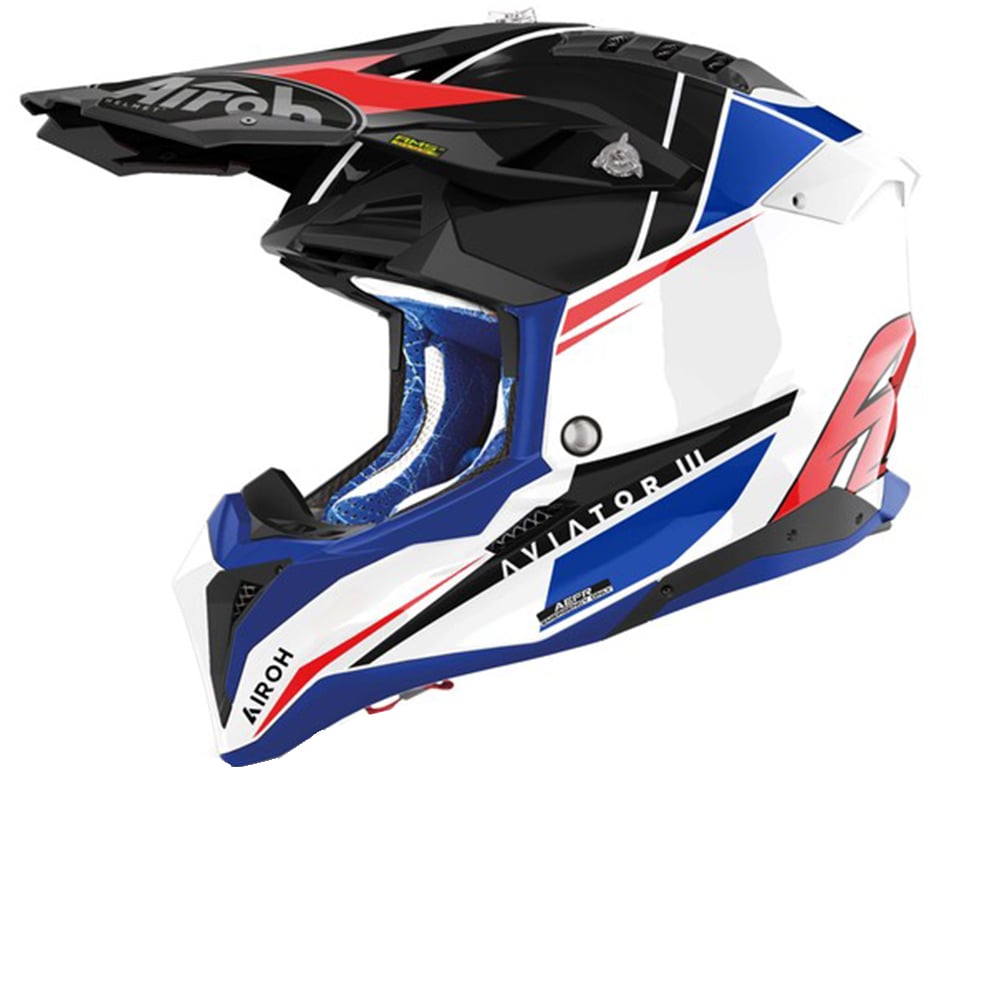 Image of Airoh Aviator 3 Push Blue Red Offroad Helmet Size L EN
