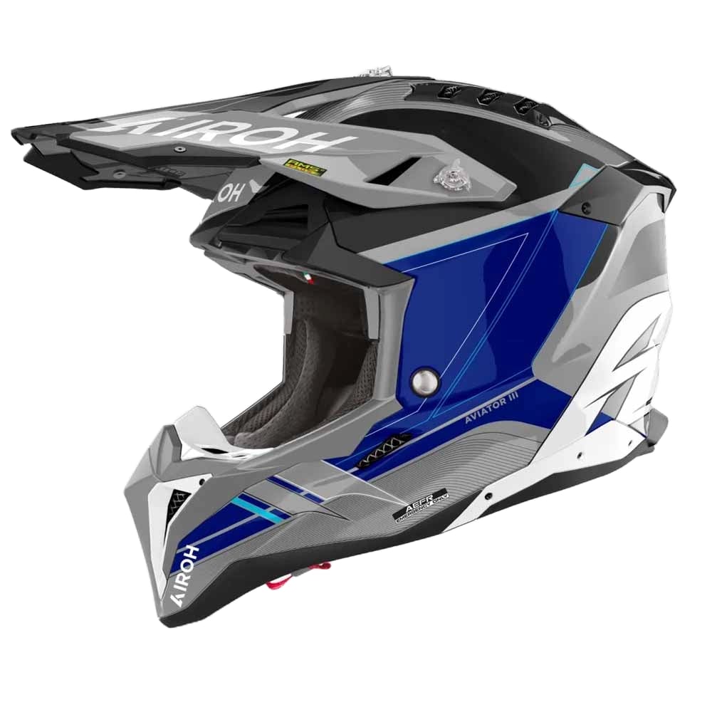 Image of Airoh Aviator 3 Saber Blue Offroad Helmet Size L ID 8029243360988