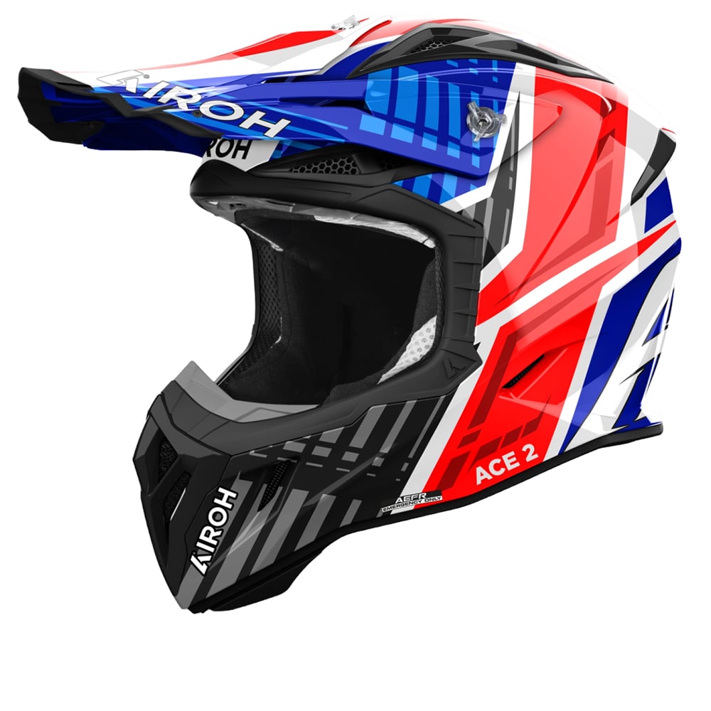 Image of Airoh Aviator Ace 2 Proud Blue Red Gloss Offroad Helmet Size M ID 8029243366287