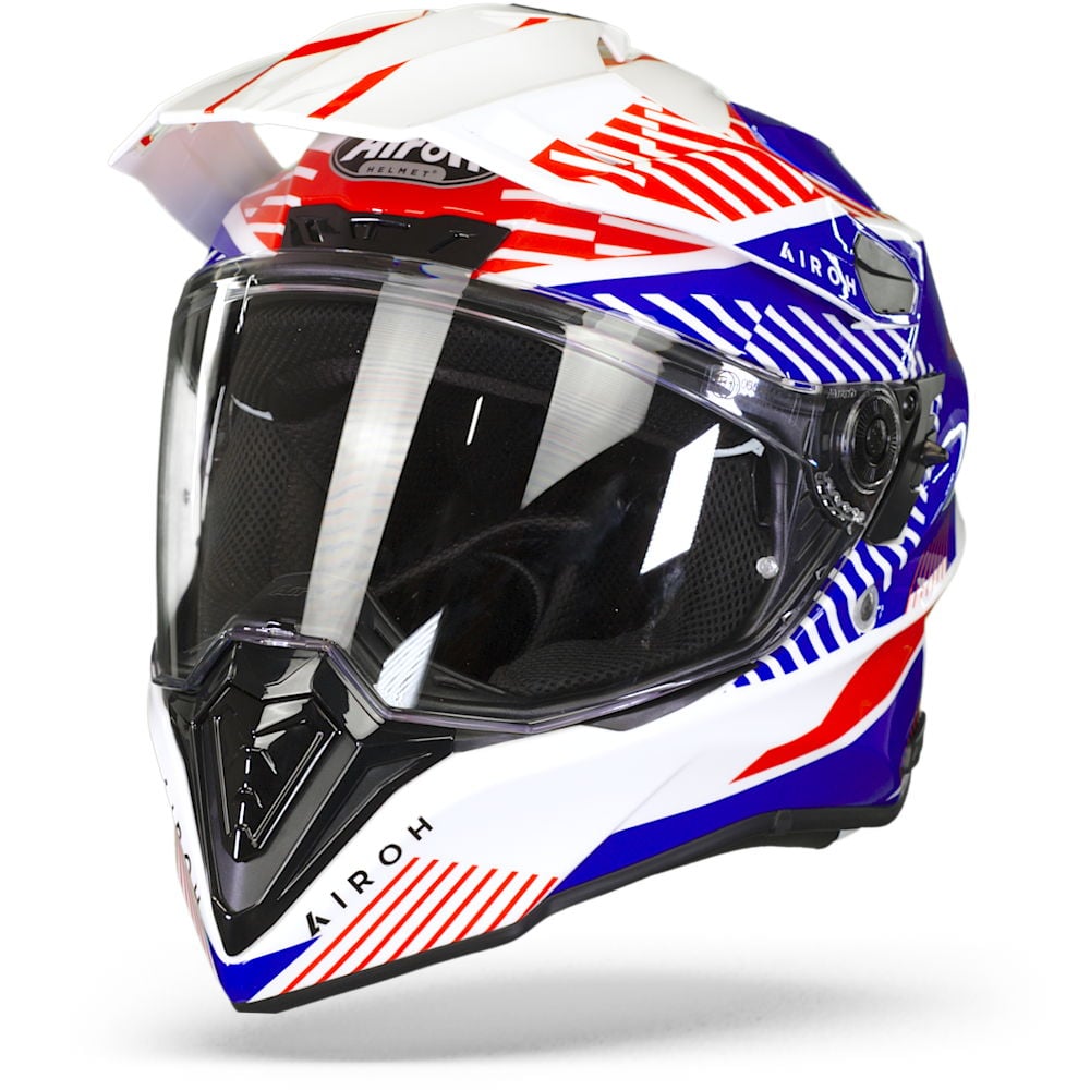 Image of Airoh Commander Boost White Blue Gloss Adventure Helmet Size 2XL ID 8029243330288