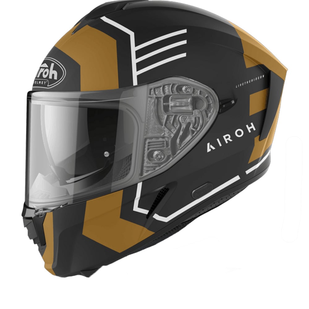 Image of Airoh Helmet Spark Thrill Gold Matt Full Face Helmet Size XL ID 8029243349501