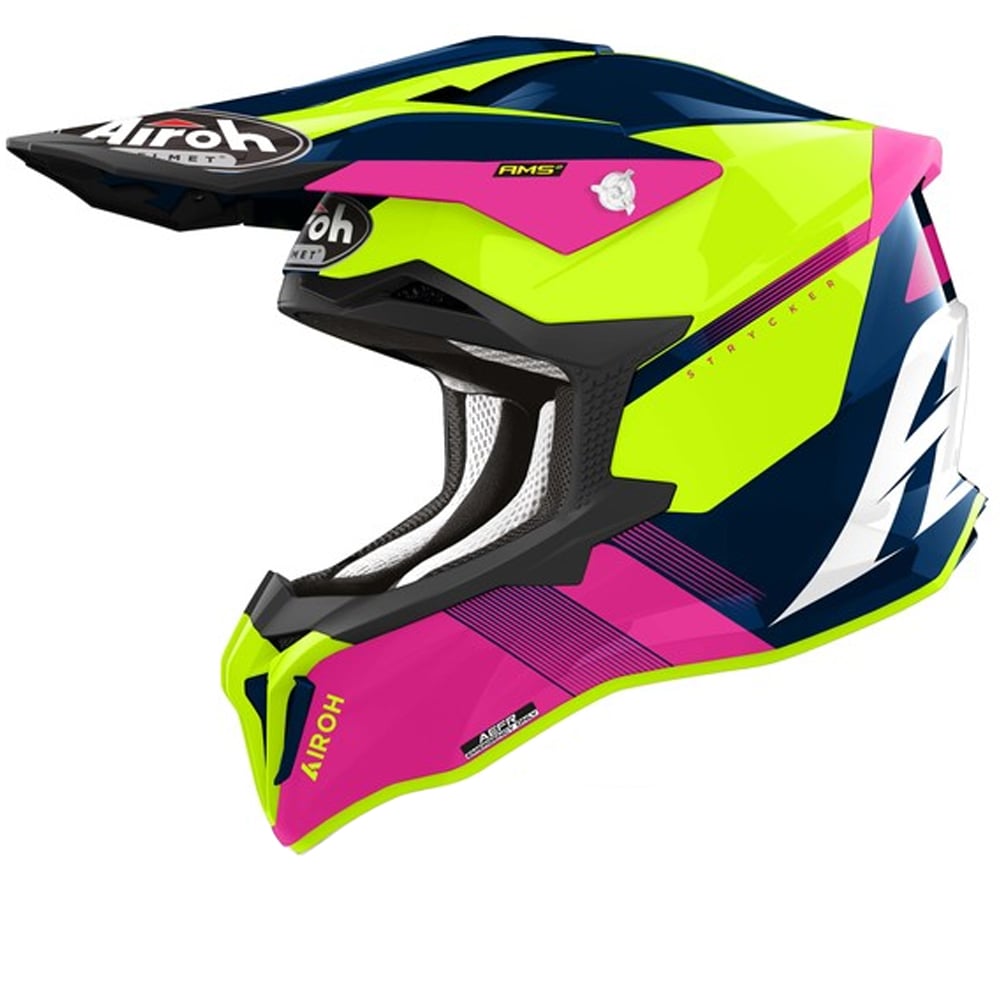 Image of Airoh Strycker Blazer Blue Pink Offroad Helmet Size S ID 8029243346524