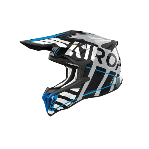 Image of Airoh Strycker Brave Blue Grey Offroad Helmet Größe XL