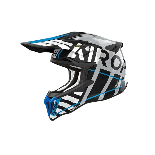 Image of Airoh Strycker Brave Blue Grey Offroad Helmet Taille XS