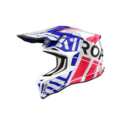 Image of Airoh Strycker Brave Blue Red Offroad Helmet Größe S