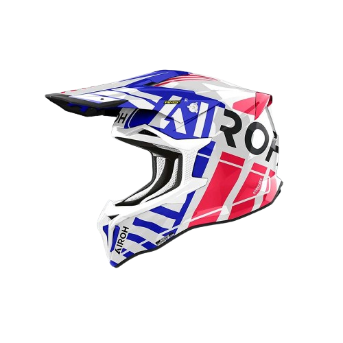 Image of Airoh Strycker Brave Blue Red Offroad Helmet Talla S