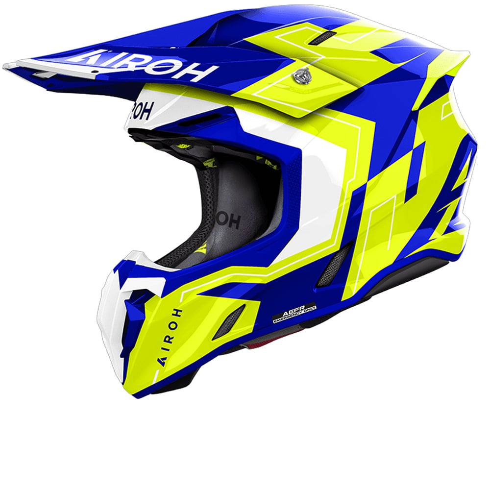 Image of Airoh Twist 3 Dizzy Blue Yellow Offroad Helmet Größe XL