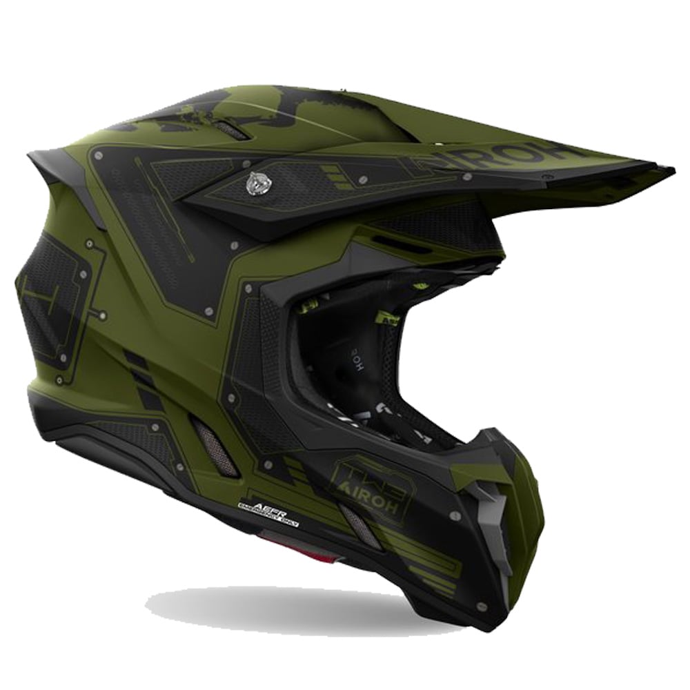 Image of Airoh Twist 3 Military Black Green Offroad Helmet Size M ID 8029243368281