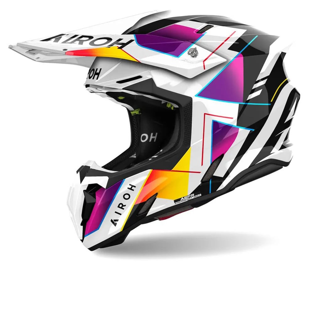Image of Airoh Twist 3 Rainbow White Purple Offroad Helmet Size M EN