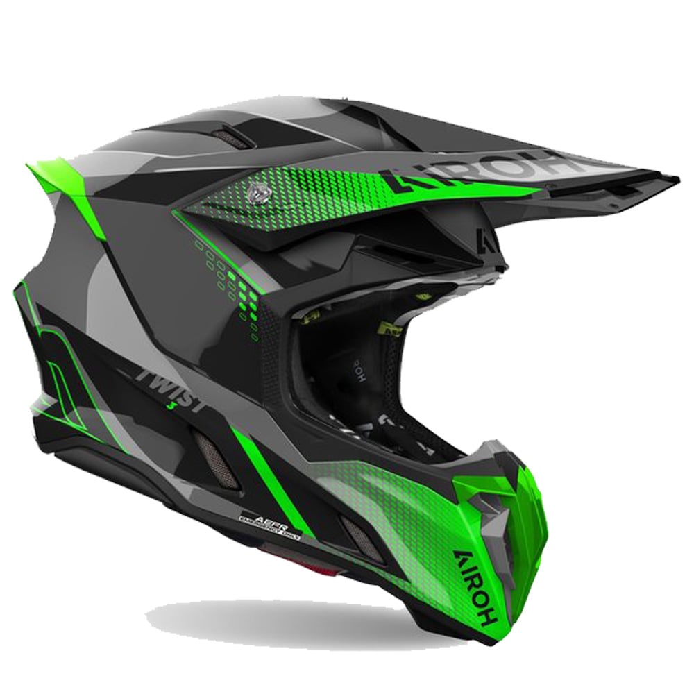 Image of Airoh Twist 3 Shard Black Green Offroad Helmet Size 2XL ID 8029243368434