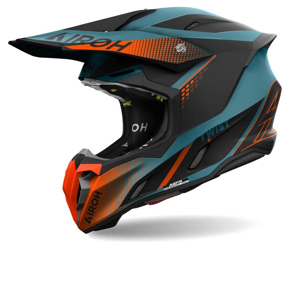 Image of Airoh Twist 3 Shard Orange Blue Offroad Helmet Talla XL