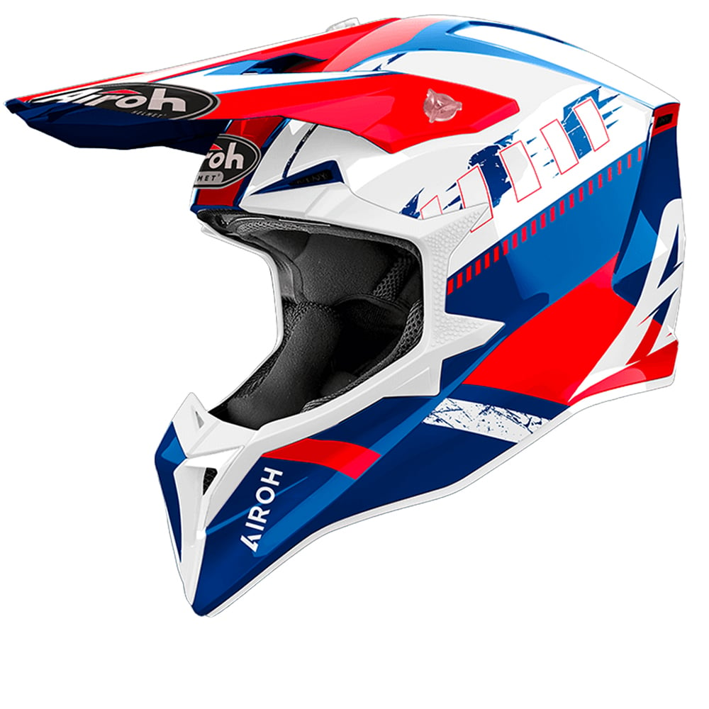 Image of Airoh Wraaap Feel Red Blue Offroad Helmet Größe M