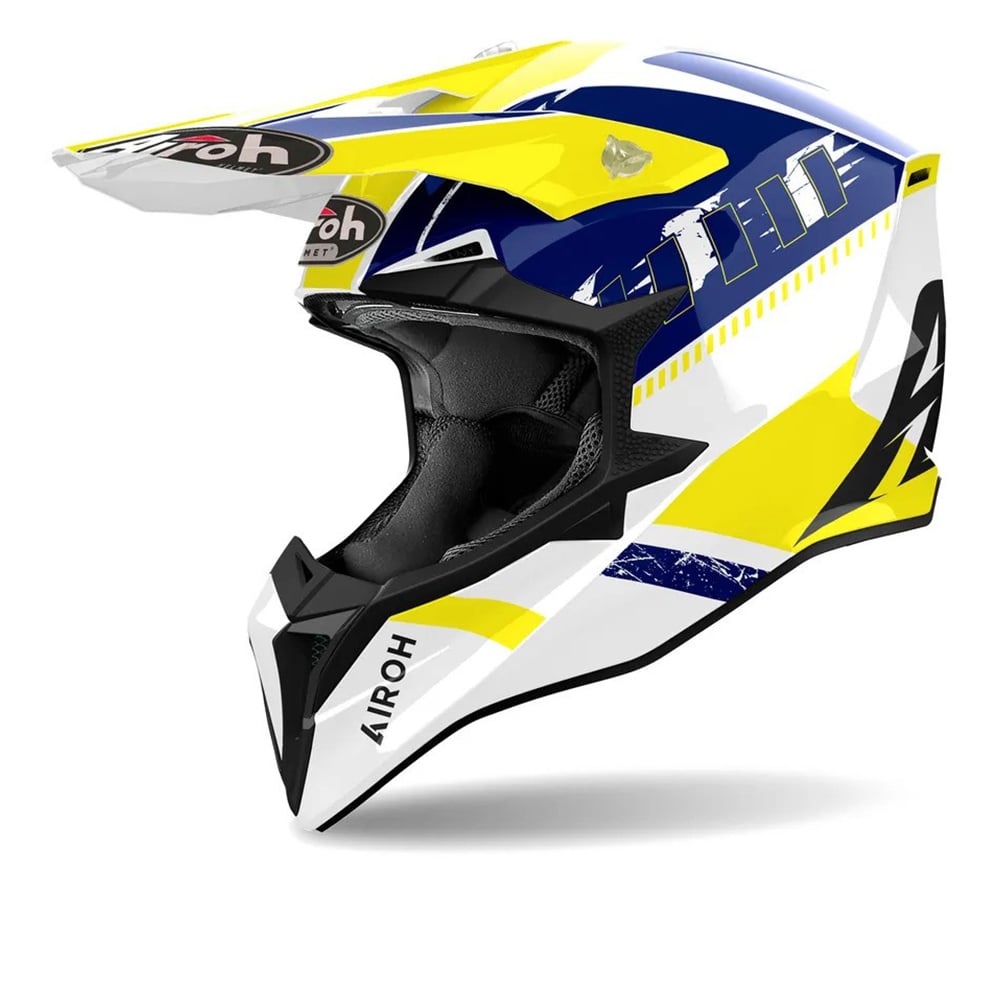 Image of Airoh Wraaap Feel Yellow Blue Offroad Helmet Größe XS
