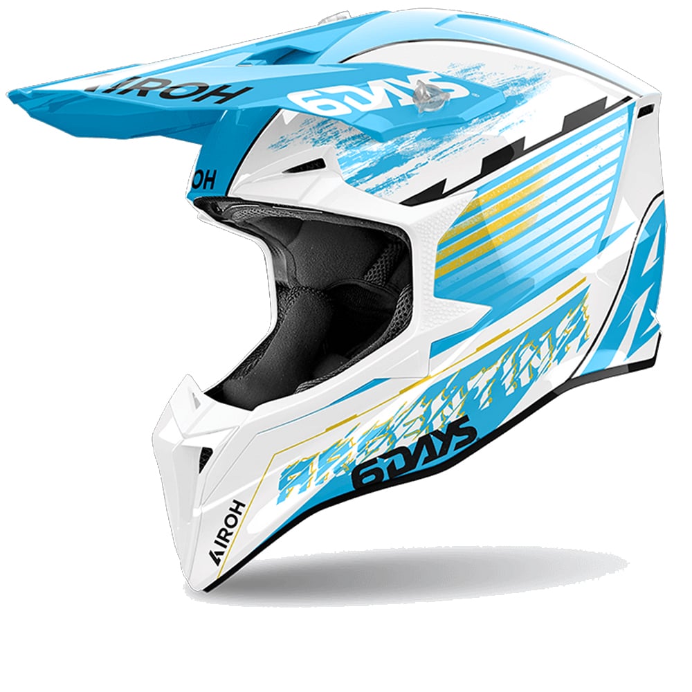 Image of Airoh Wraaap Six Days Argentina 2023 White Blue Offroad Helmet Größe S