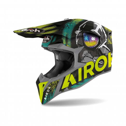 Image of Airoh Wraap Alien Yellow Green Offroad Helmet Talla 2XL
