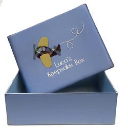 Image of Airplane Personalized Baby Keepsake Box - Large