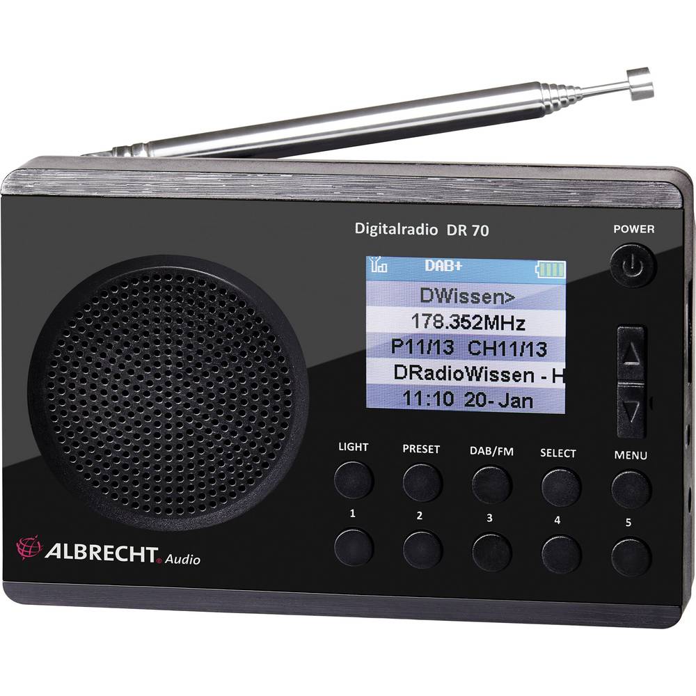 Image of Albrecht DR 70 Portable radio DAB+ FM Torch Black