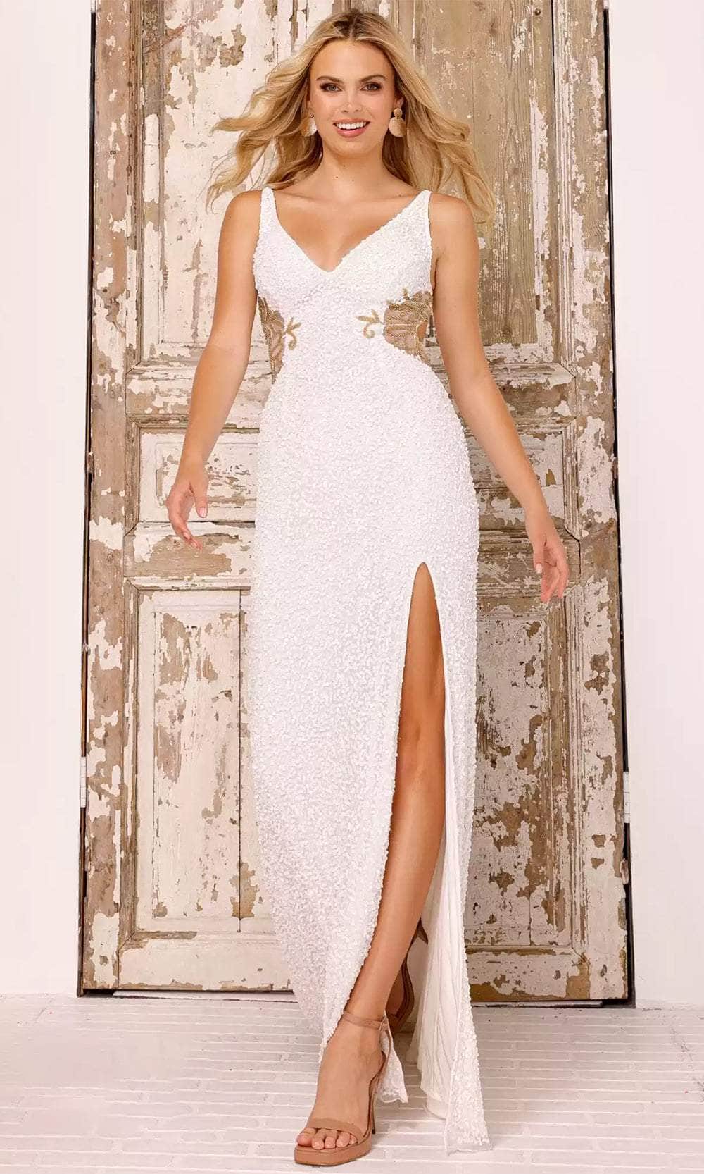 Image of Aleta Couture 615 - Full-Length Slit Evening Dress