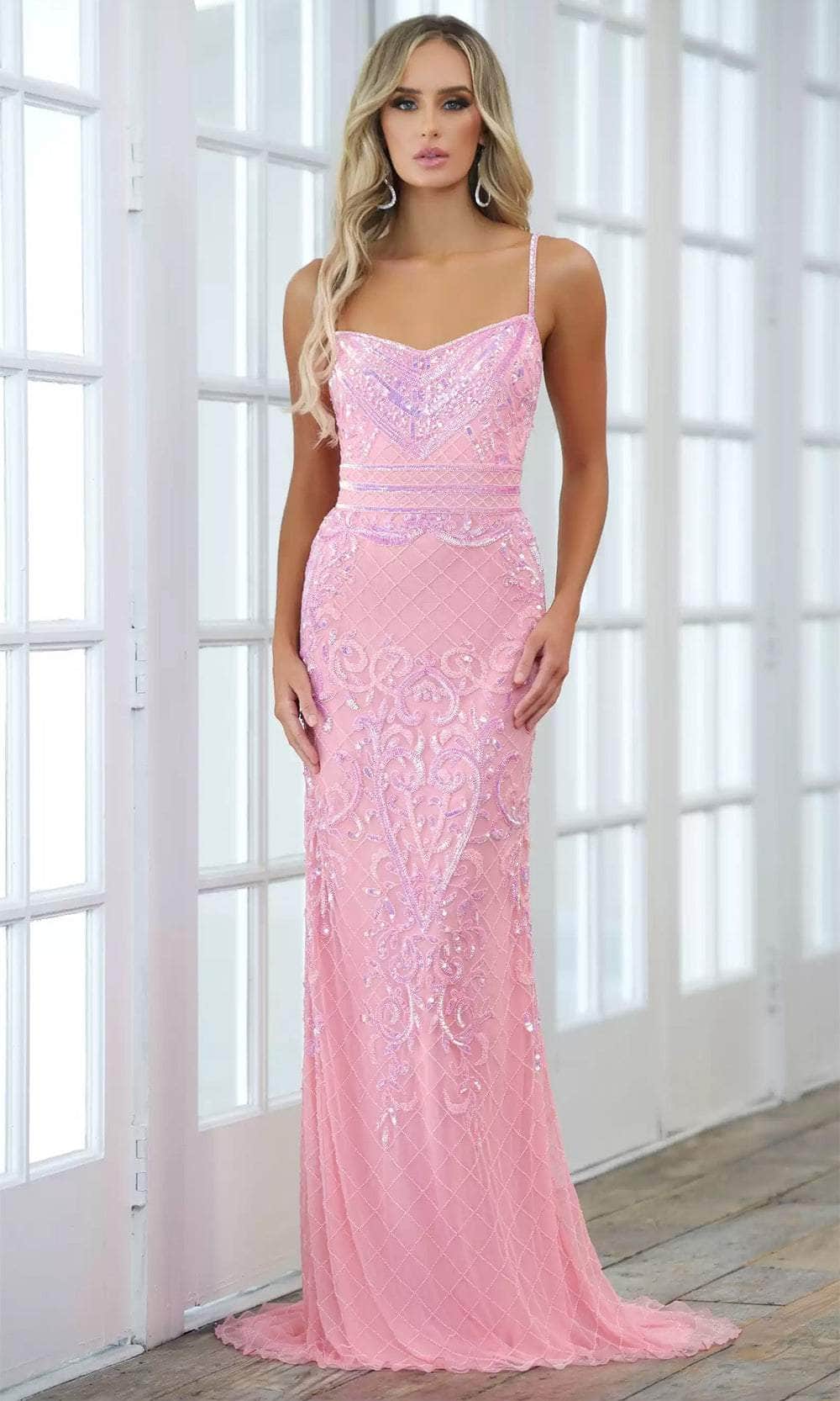 Image of Aleta Couture 716L - Sequin Embellished Semi Sweetheart Neck Prom Gown