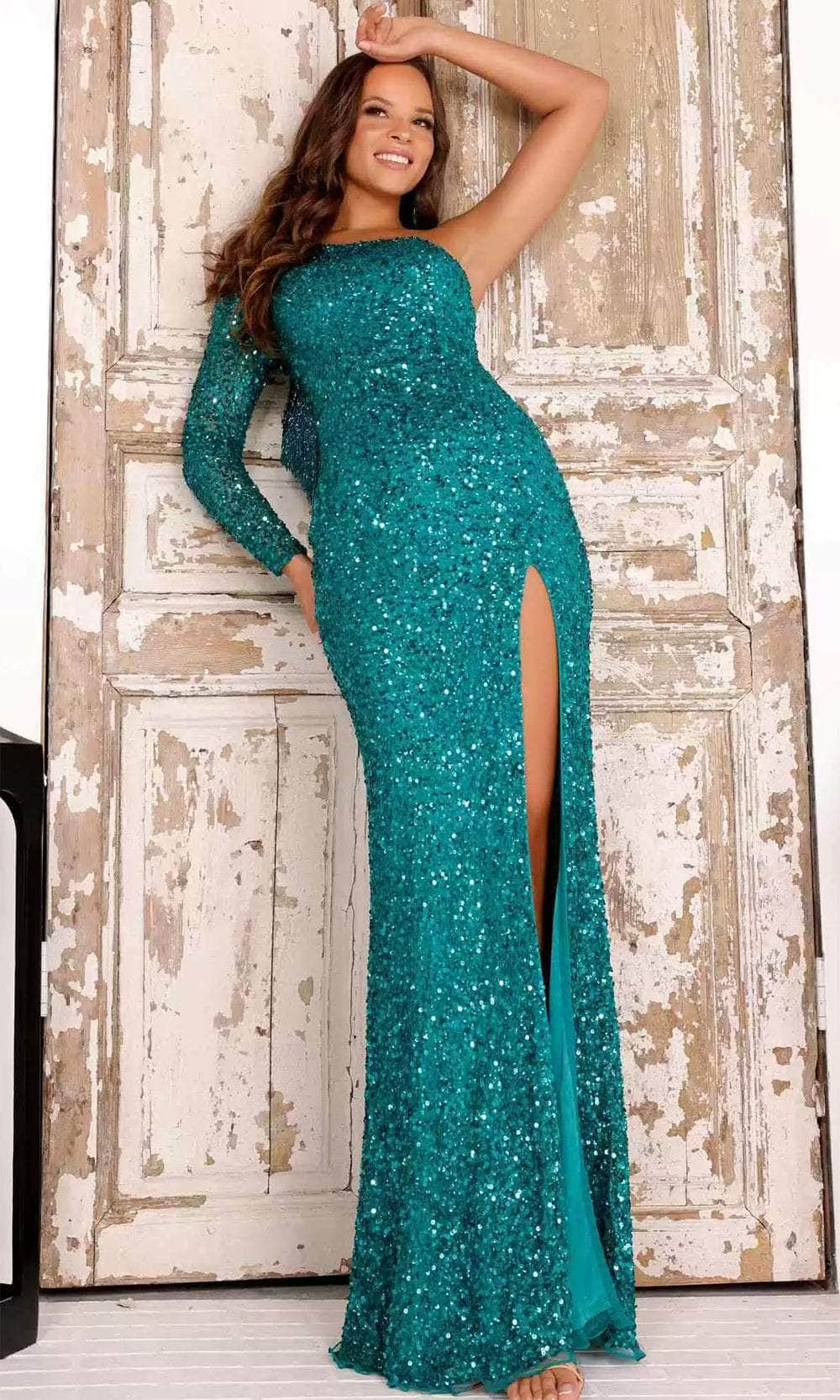 Image of Aleta Couture 881 - Long Sleeve Sequin Embellished Prom Gown
