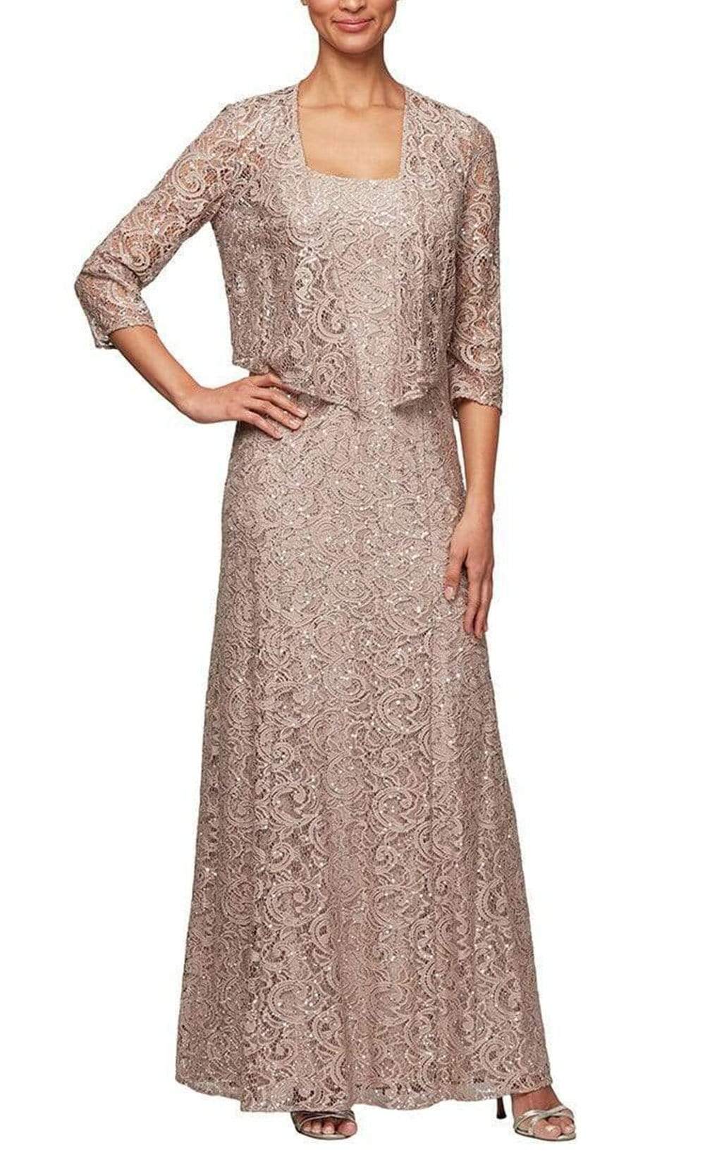 Image of Alex Evenings - 1122012 Embroidered Lace A-line Dress