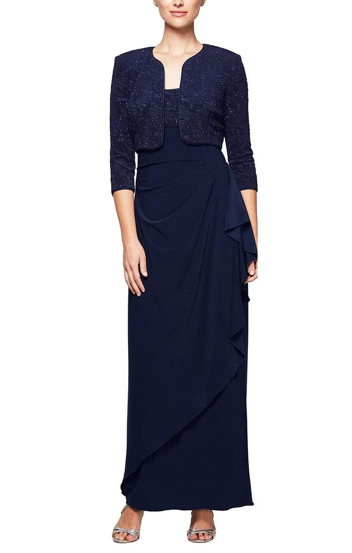 Image of Alex Evenings - 125196 Square Neck Sheath Gown With Bolero Jacket