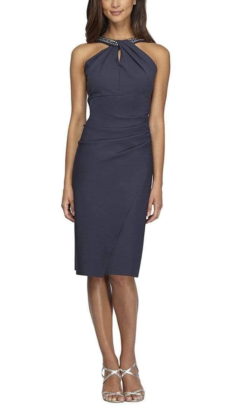 Image of Alex Evenings - 134165 Beaded Halter Neck Fitted Cocktail Dress