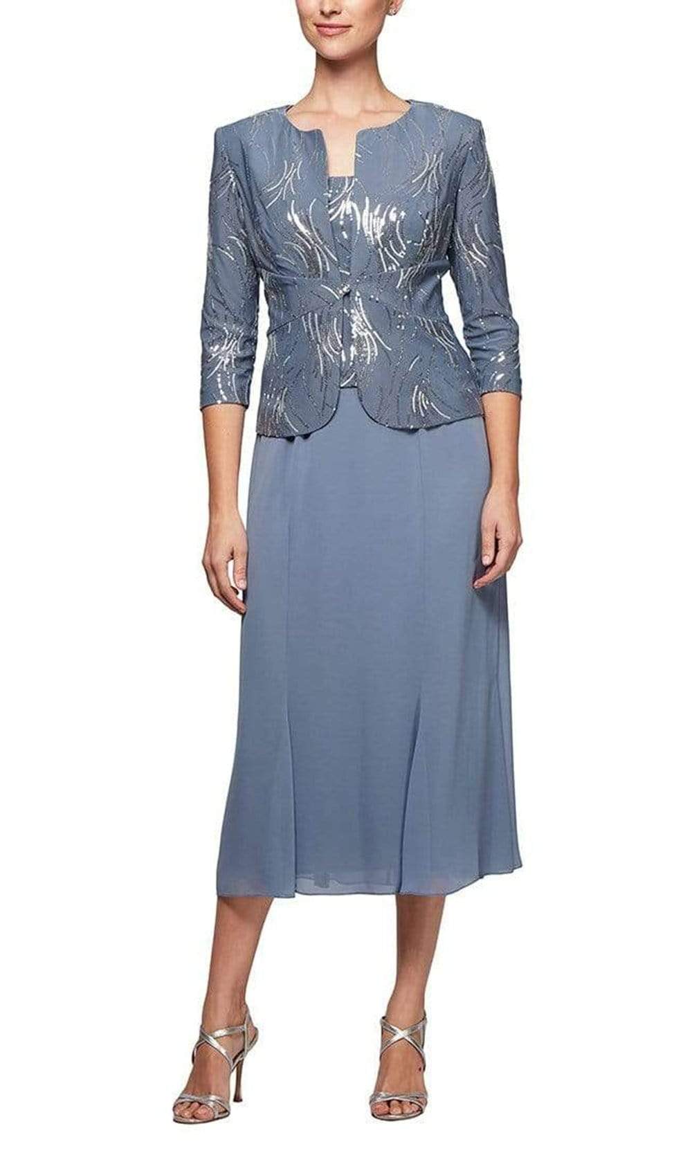 Image of Alex Evenings - 1962675 Firework Motif Jacket Tea Length Dress