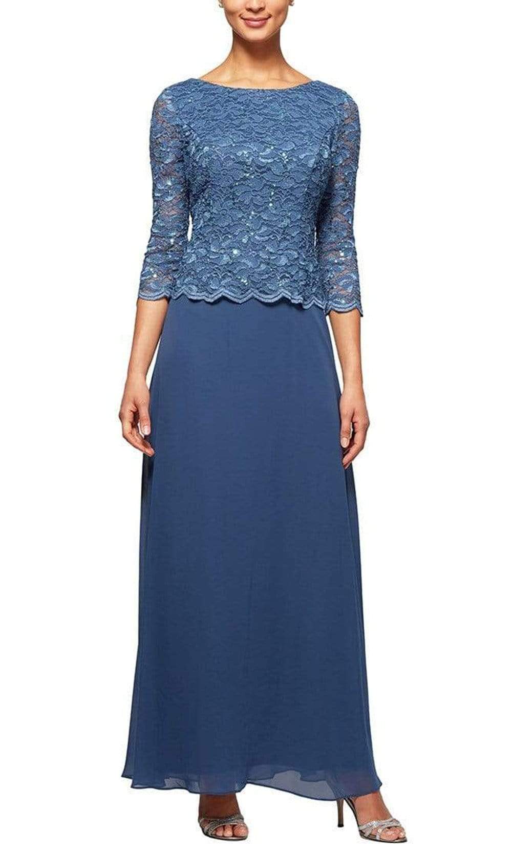 Image of Alex Evenings - 212655 Sequined Lace Bateau Neck Sheath Dress