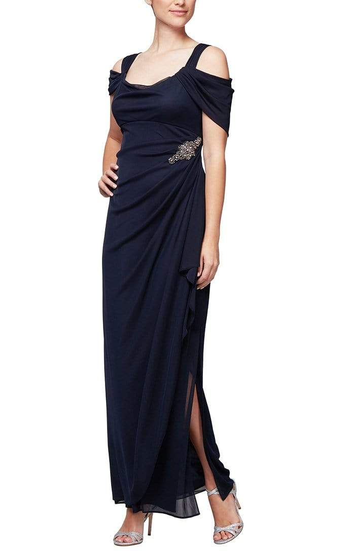 Image of Alex Evenings - 232902 Cold Shoulder Long Gown With Slit