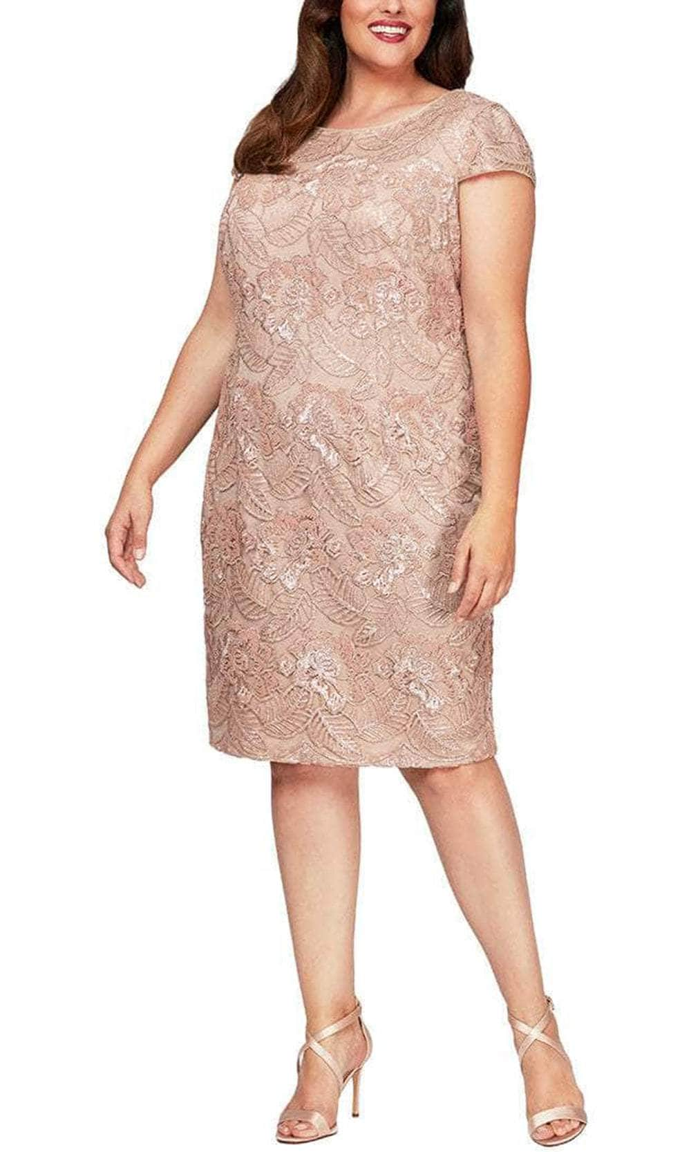 Image of Alex Evenings - 417654 Sequin Cap Sleeve Midi Dress