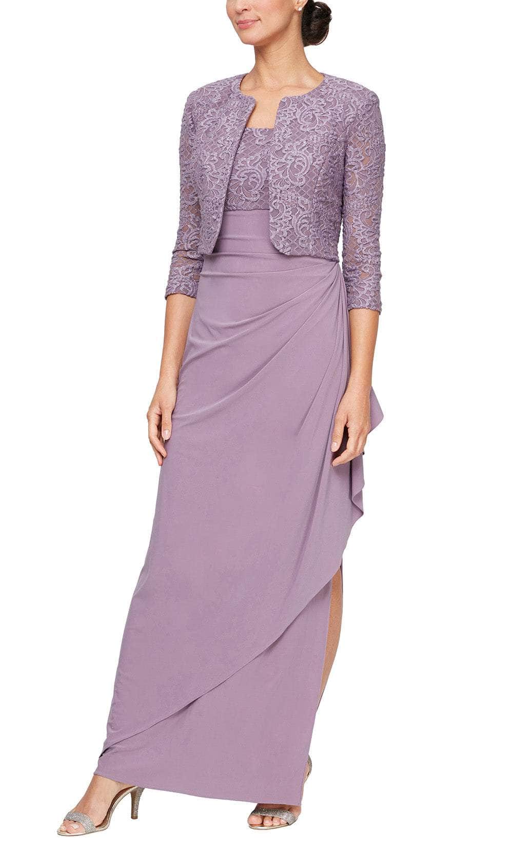 Image of Alex Evenings 81122475 - Embroidered Scoop Formal Dress with Jacket