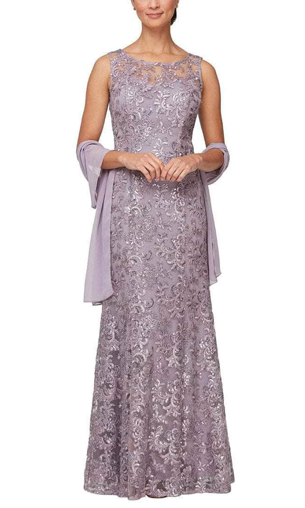 Image of Alex Evenings - 81171128 Embroidered Lace Dress With Shawl