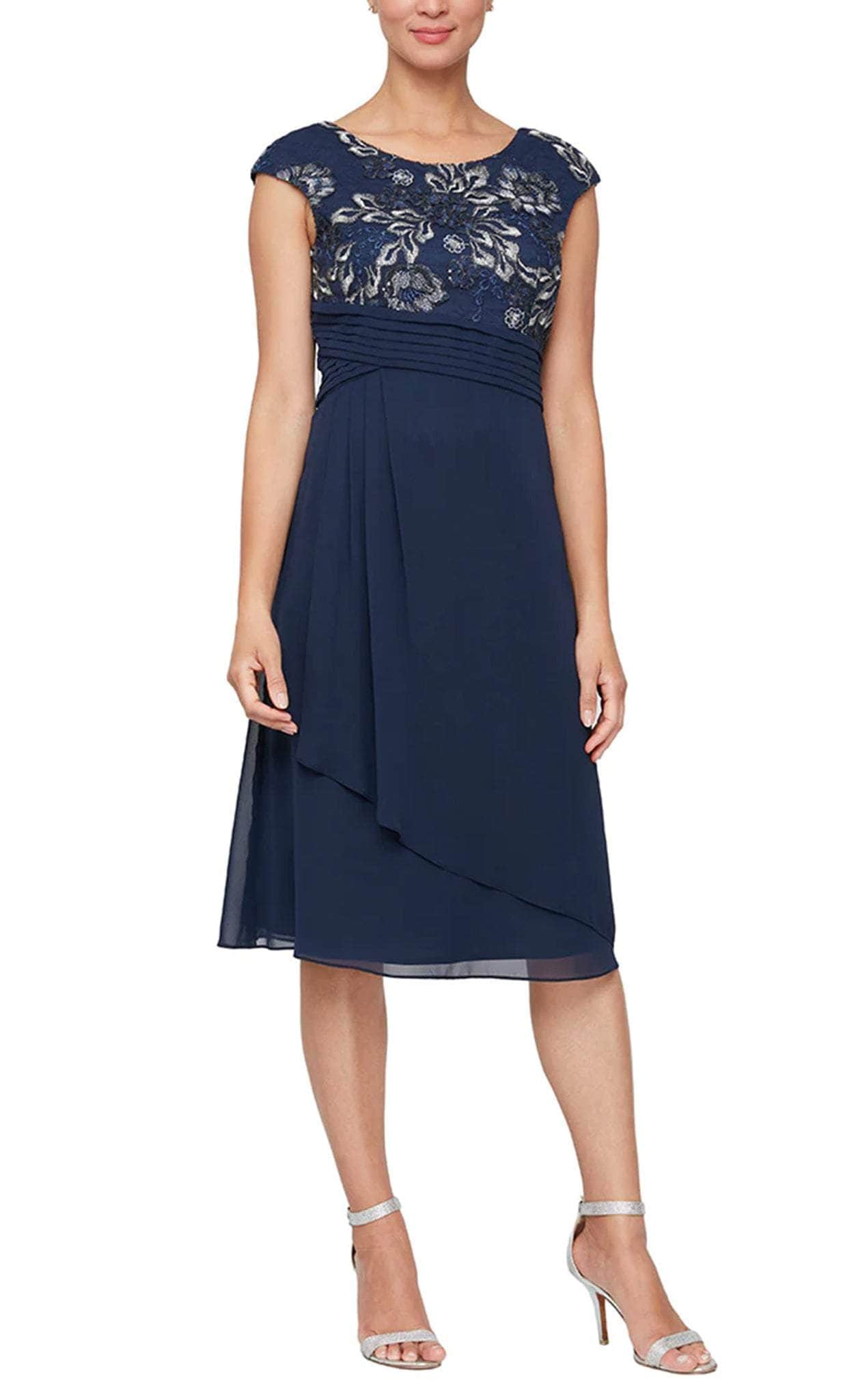 Image of Alex Evenings 81171376 - Pleated Empire Embroidered Midi Dress
