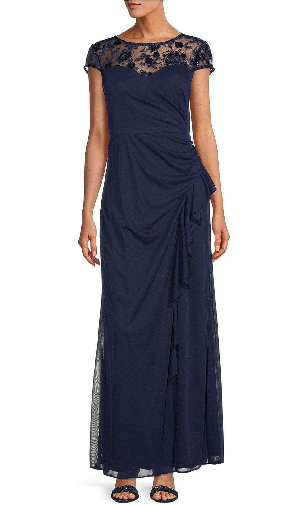 Image of Alex Evenings 81171507 - Embroidered Illusion Evening Dress