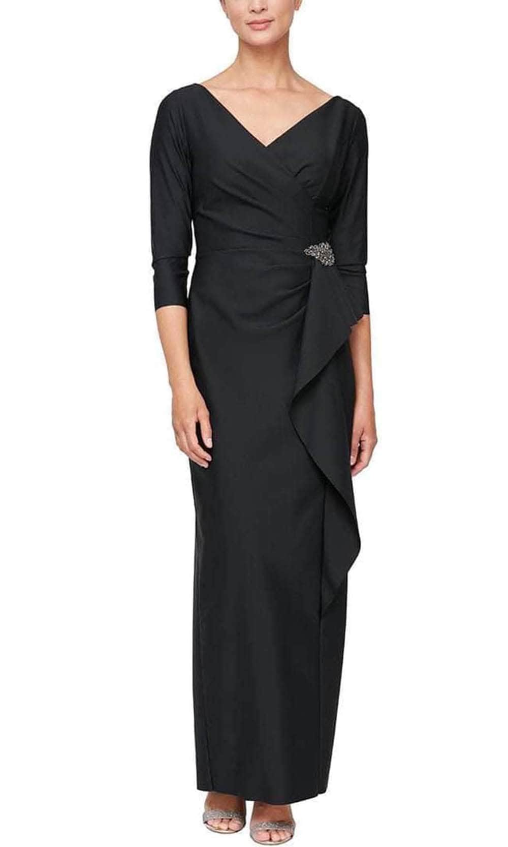 Image of Alex Evenings 8134289 - Surplice V Neck Long Dress