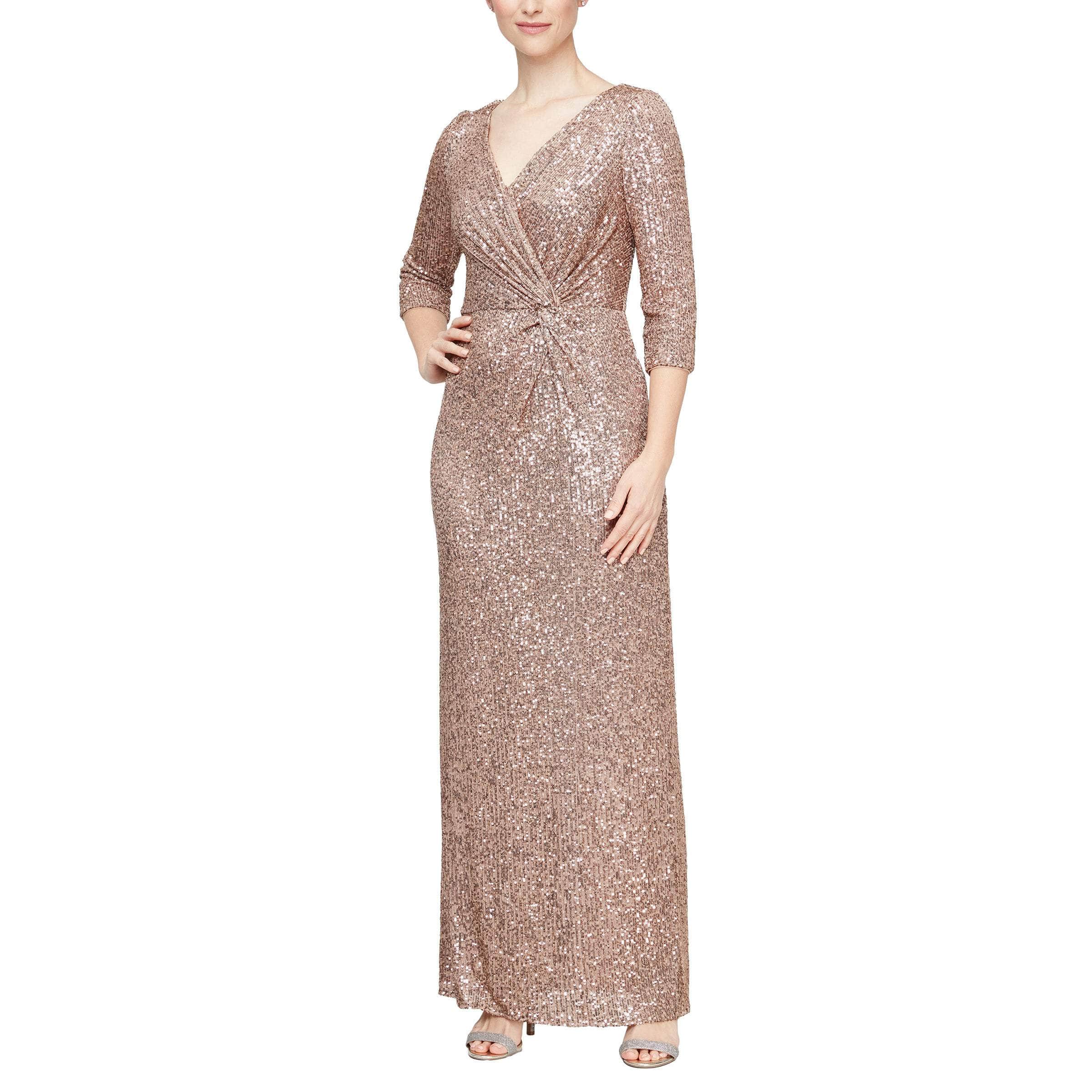 Image of Alex Evenings - 8196646 Sequined V-Neck Column Gown