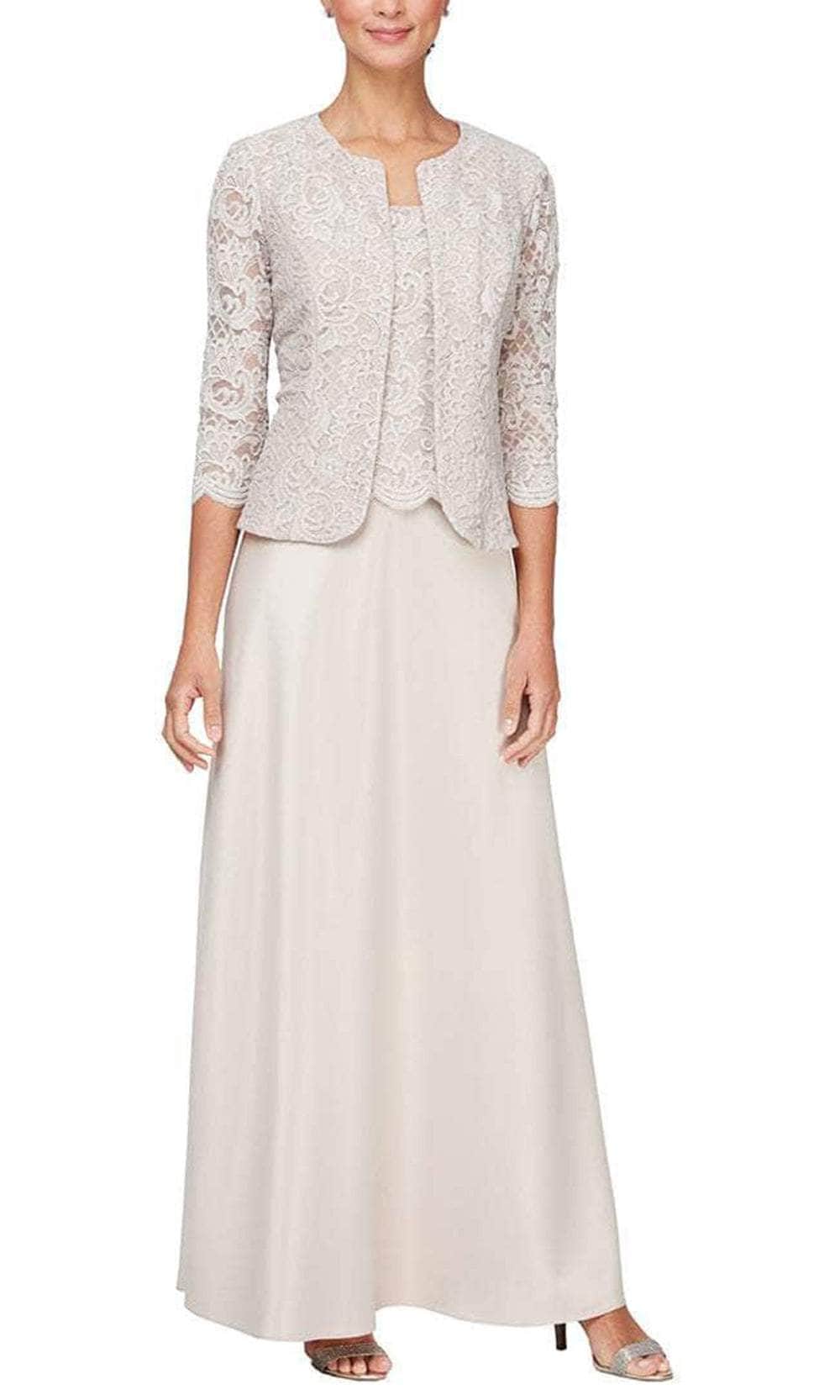 Image of Alex Evenings - 82122326 Lace Bodice with Jacket A-Line Dress