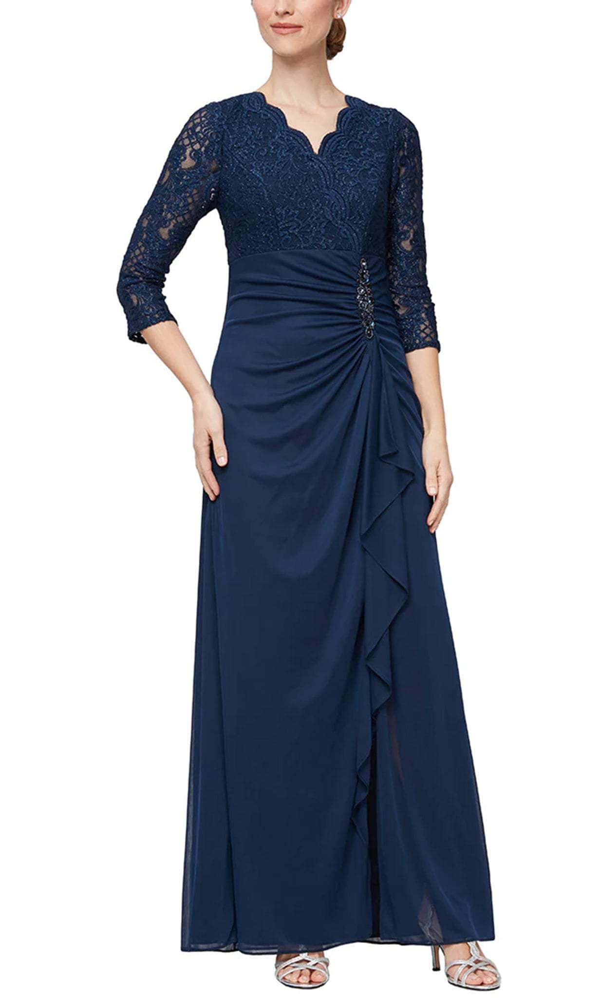 Image of Alex Evenings 82122469 - Formal Lace-Made High Waist Evening Gown